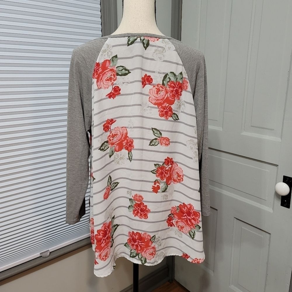 Torrid Striped Floral Raglan Tee - Picture 7 of 10